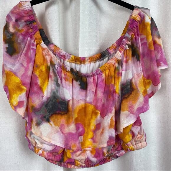 Torrid Pink&Orange Watercolor Tie Dye Skirt&Crop Set Sz.1 NWT - Picture 7 of 16